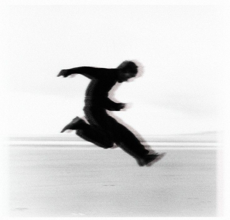 Archival leaping figure, motion blur